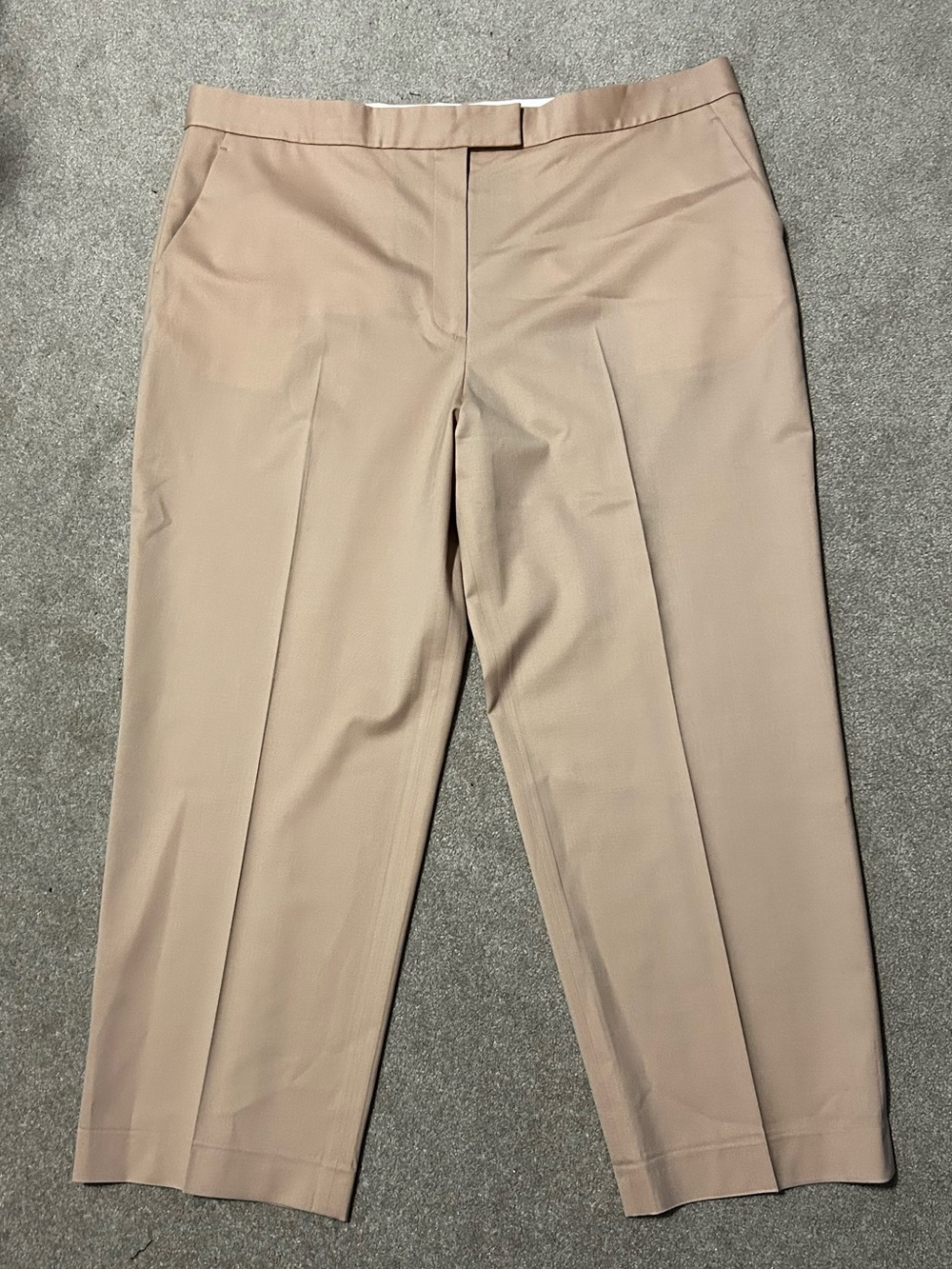 St. John Wool Tan Ivory High-Waist Trousers Plus 18